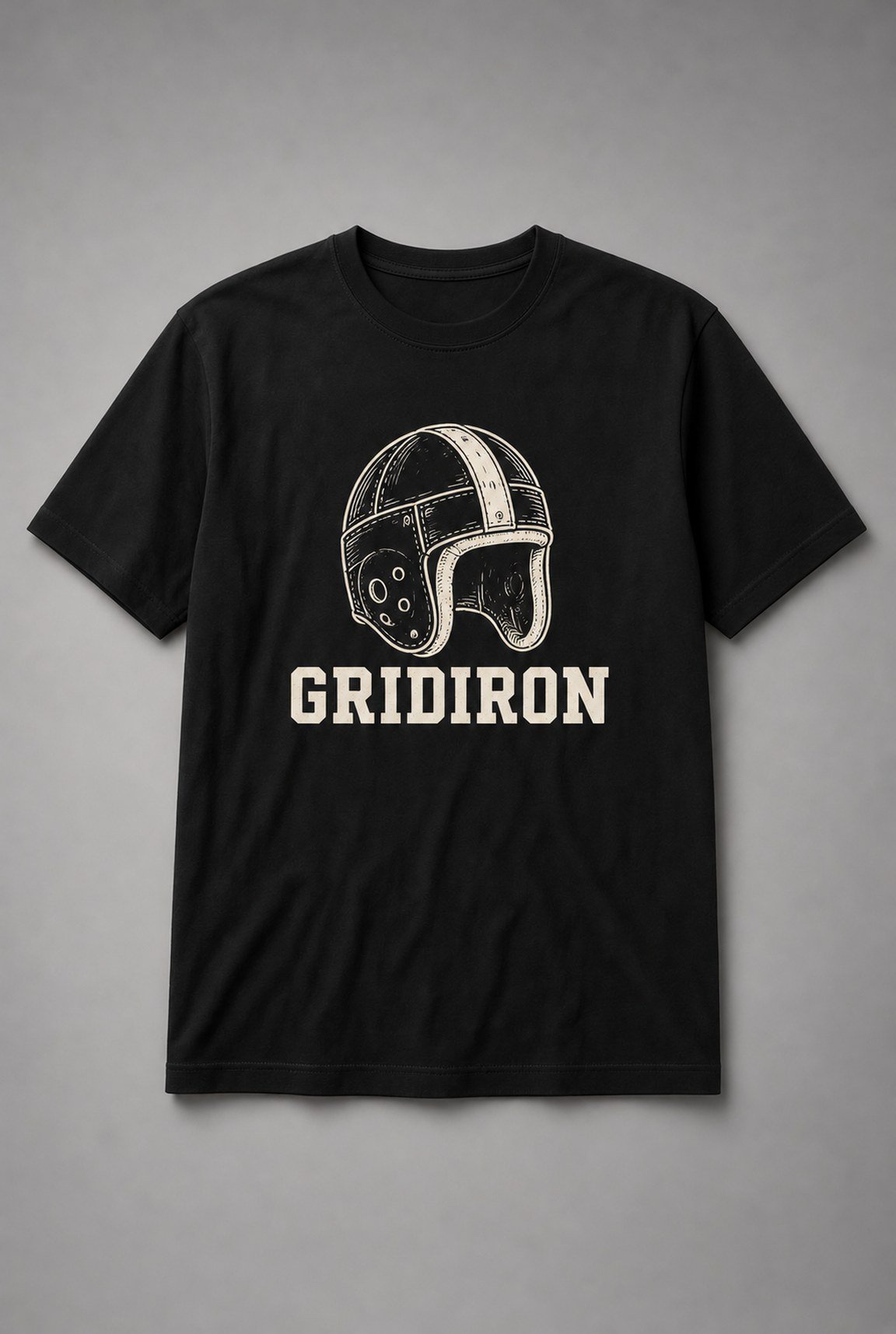 Gridiron Vintage Leather Helmet Unisex T-Shirt - Black